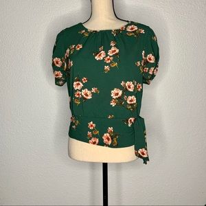 OLM Green Top with flowers